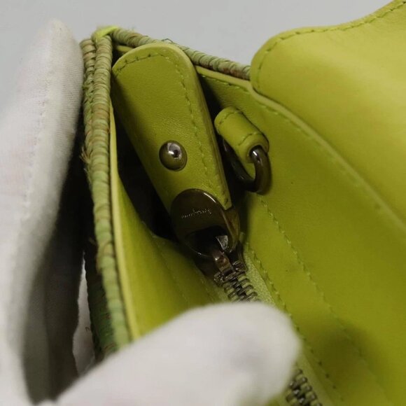 Salvatore Ferragamo Sofia Gancini Hand Bag Straw Leather 2way Green Auth 103207V - Picture 2 of 16